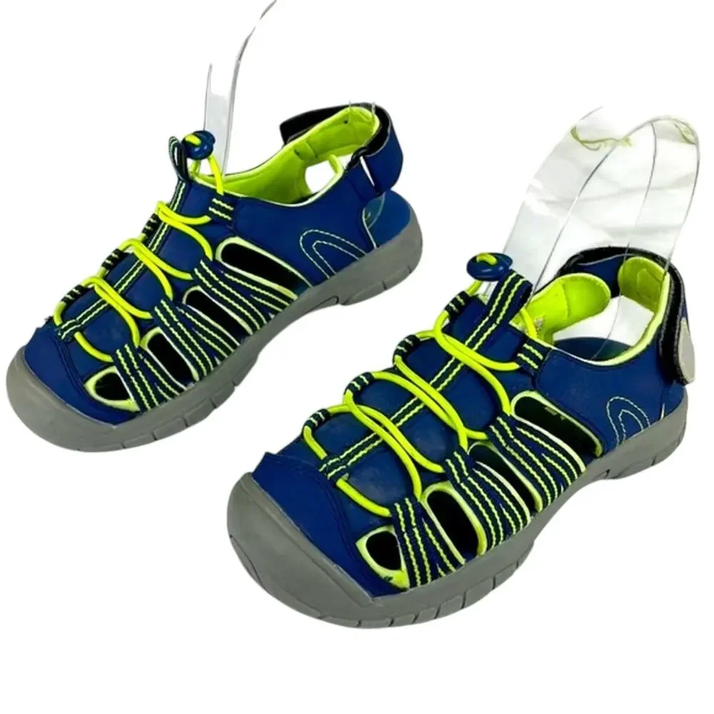 DSG Youth Caged Sandal 12 Youth Navy Blue /Yellow Adjustable Ankle Strap & Top